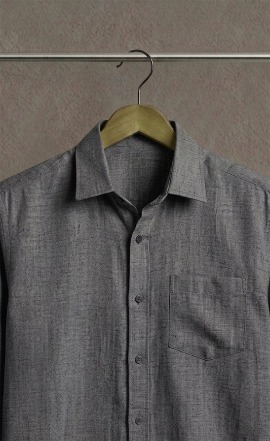 Classic Grey Linen Casual Shirt for Men