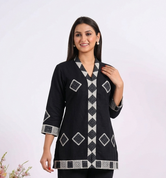 Premium Black Cotton Co-Ord Set for Women | Soft Breathable Fabric | Omdev Fashion