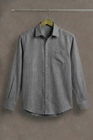 Classic Grey Linen Casual Shirt for Men