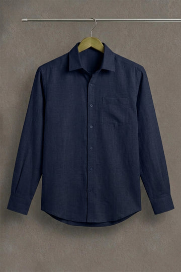 Classic Navy Blue Linen Casual Shirt for Men