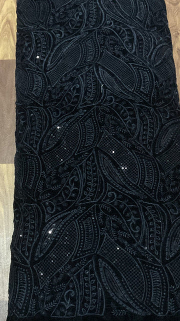 Premium Velvet Fabric with Chikan Shiffli Embroidery – Unstitched & Ready for Custom Designs