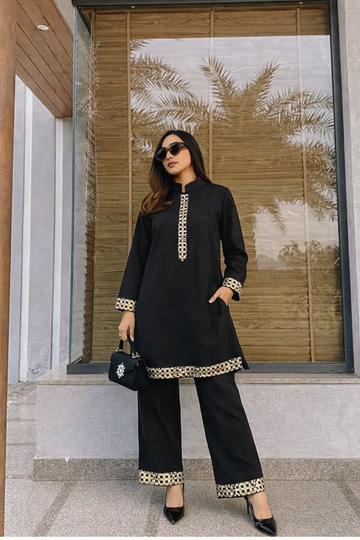 Black Linen Cotton Co-ord Set