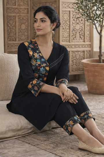 Black Linen Cotton Co-Ord Set