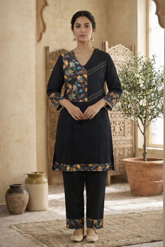 Black Linen Cotton Co-Ord Set