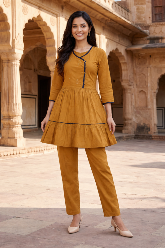 Yellow Linen Cotton Co-Ord Set