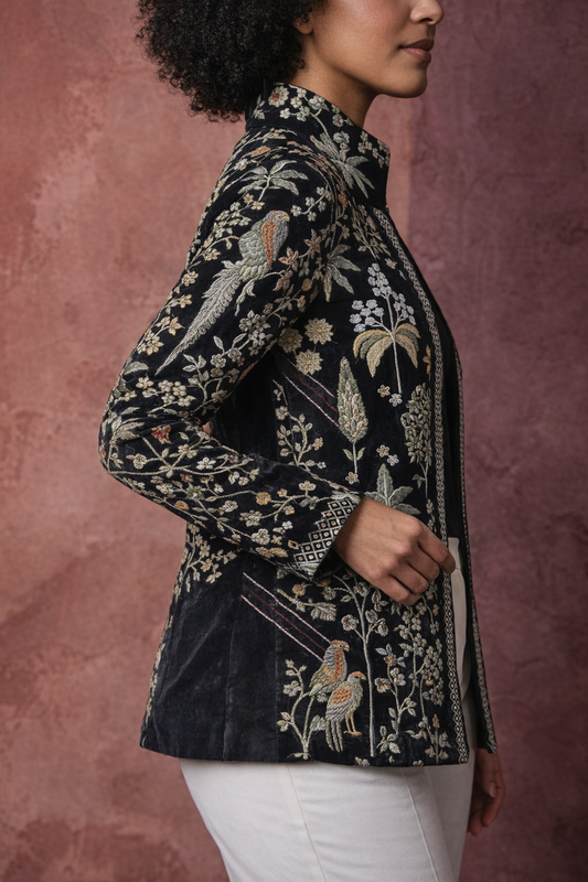 Elegant Embroidered Jacket with Vibrant Thread Work