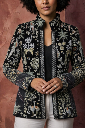 Elegant Embroidered Jacket with Vibrant Thread Work