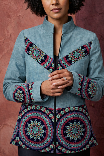 Premium Cotton Embroidered Jacket for Women