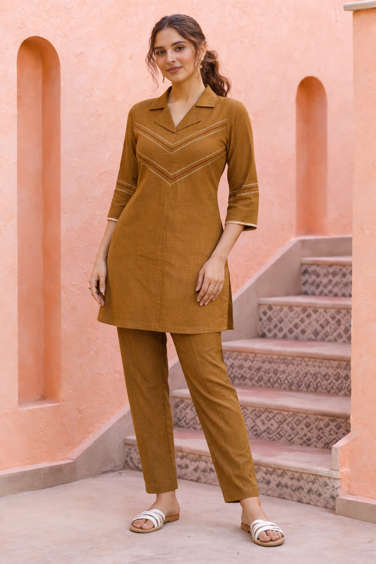 Breathable Linen Cotton Matching Set for Women