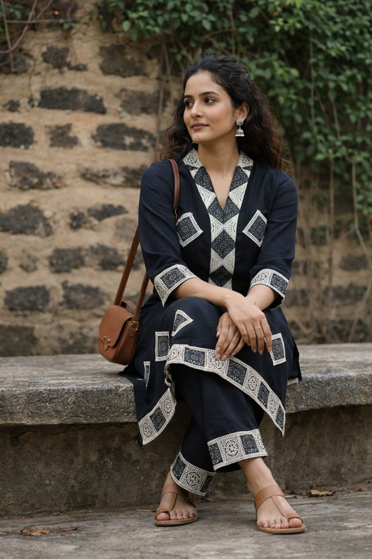 Luxury Linen Cotton Embroidery Co-Ord Set
