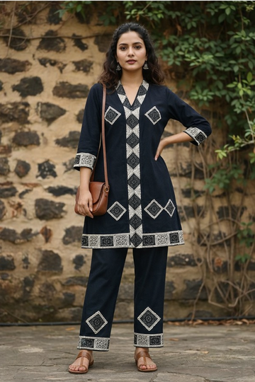 Luxury Linen Cotton Embroidery Co-Ord Set