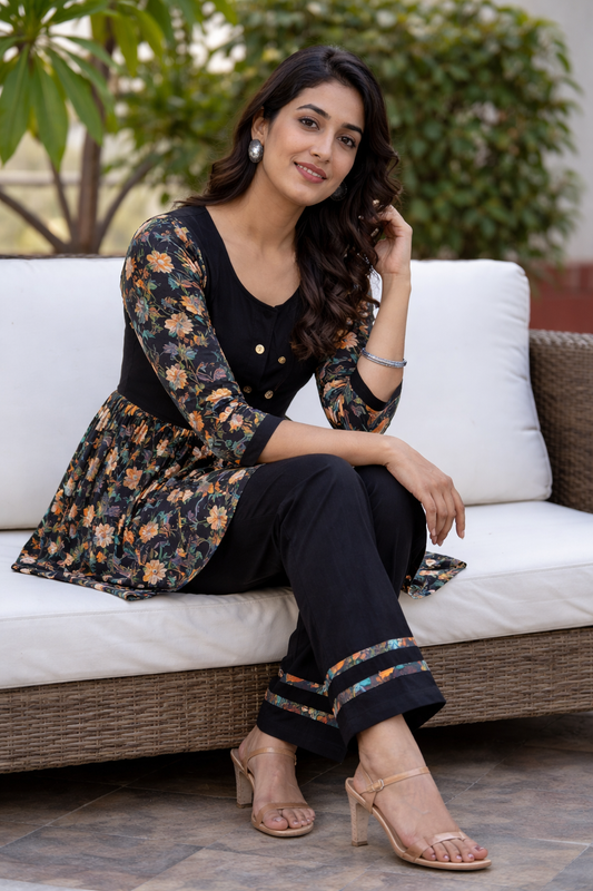 Elegant Black Printed Co-Ord Set