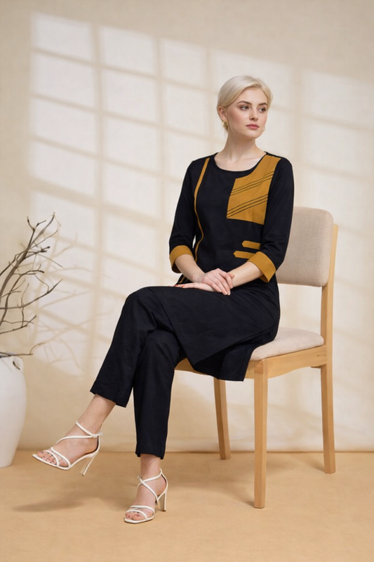 Black Linen Cotton Co-Ord Set