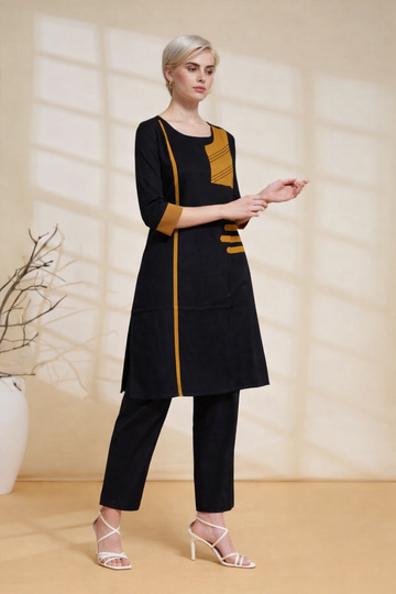 Black Linen Cotton Co-Ord Set