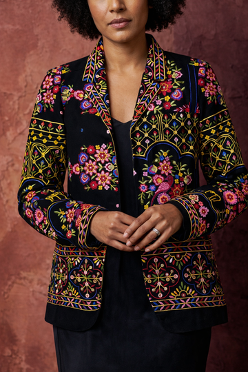 Stylish Black Embroidery Jacket for Women | Boutique Ethnic Jacket