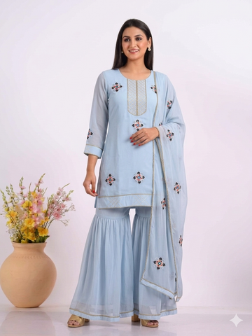 Rust Sarara 3-Piece Set With Embroidery