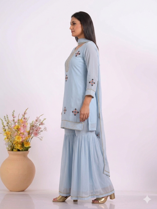 Rust Sarara 3-Piece Set With Embroidery