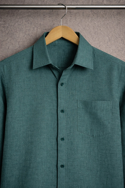 Luxury Shark Teal Linen Shirt for Men