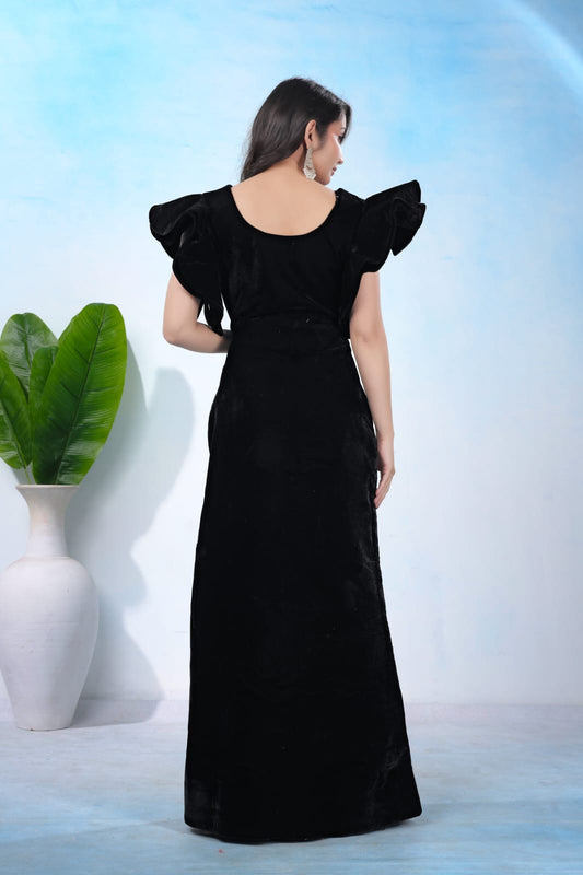Black Velvet Embroidered Party Wear in Surat | Designer Women Outfit
