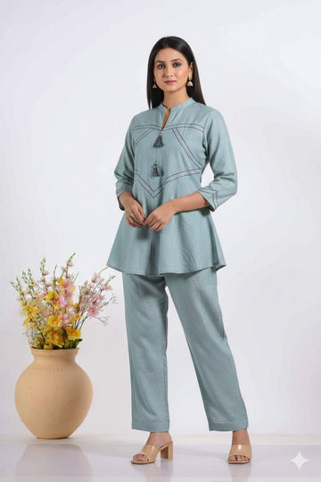 Gray Flex Cotton Co-ord Set in Surat | Stylish Women Matching Outfit
