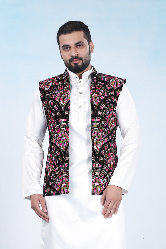 Red Embroidered Koti for Men in Surat | Designer Wedding Ethnic Wear