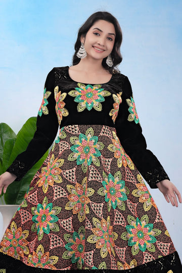 Velvet Embroidered Gown in Surat | Designer Women’s Ethnic Gown